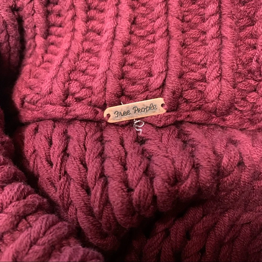 Free People Chunky Burgundy Knit Sweater